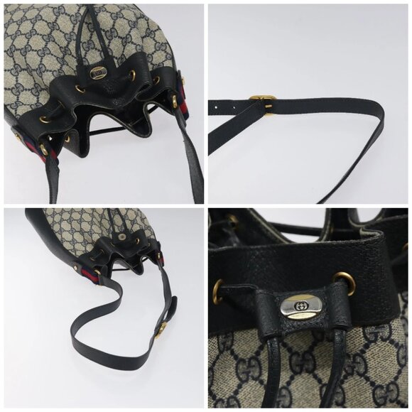 GUCCI GG Supreme Sherry Line Shoulder Bag PVC Navy Red 41 02 034 Auth 116512 - Picture 16 of 16